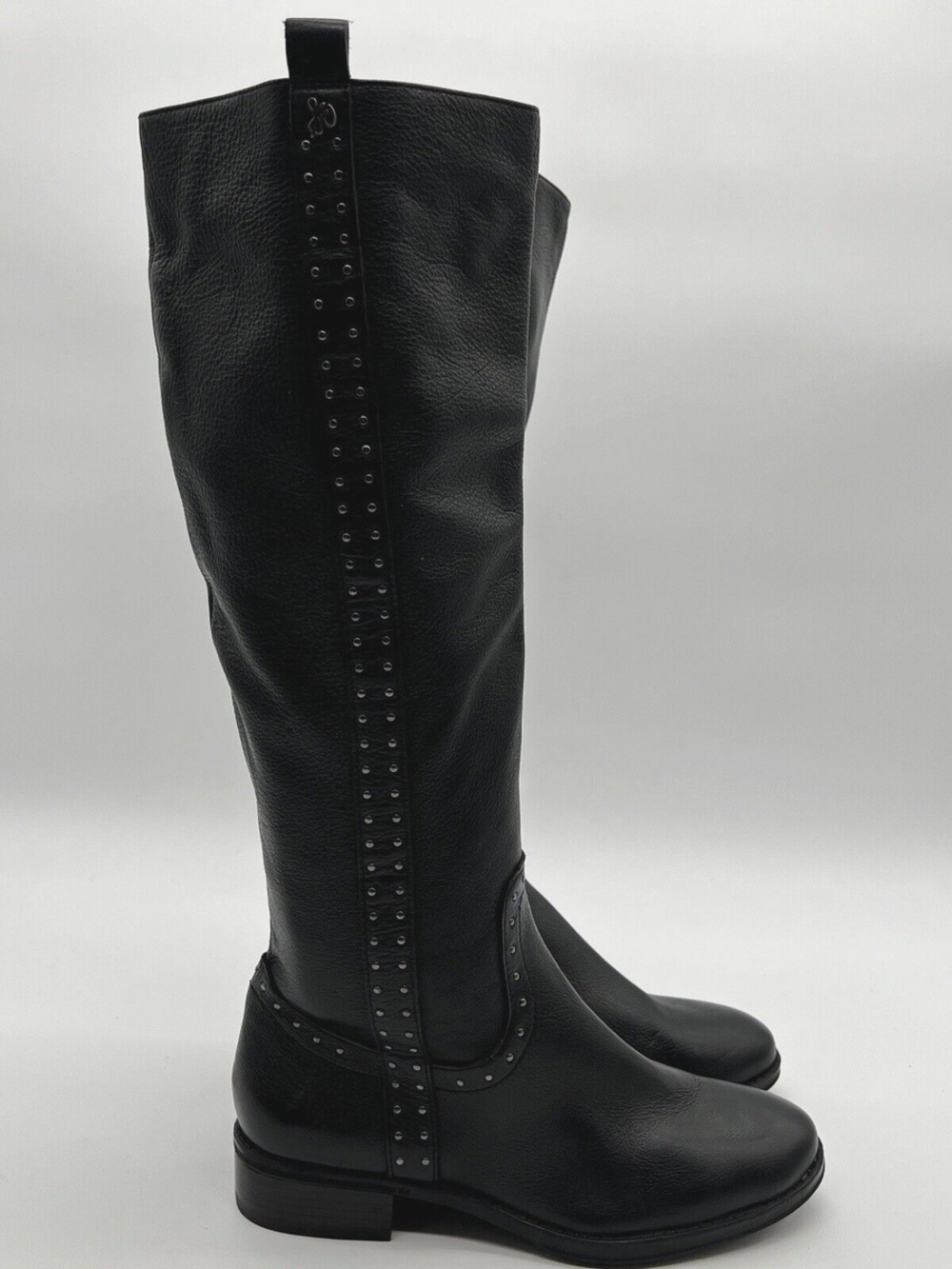 Sam Edelman Black Over-the-Knee Stud-Detail Leather Boots